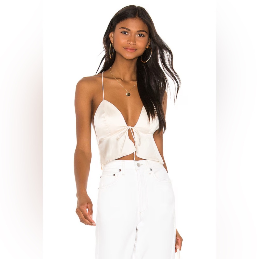 REVOLVE superdown Isla Satin Top in Ivory